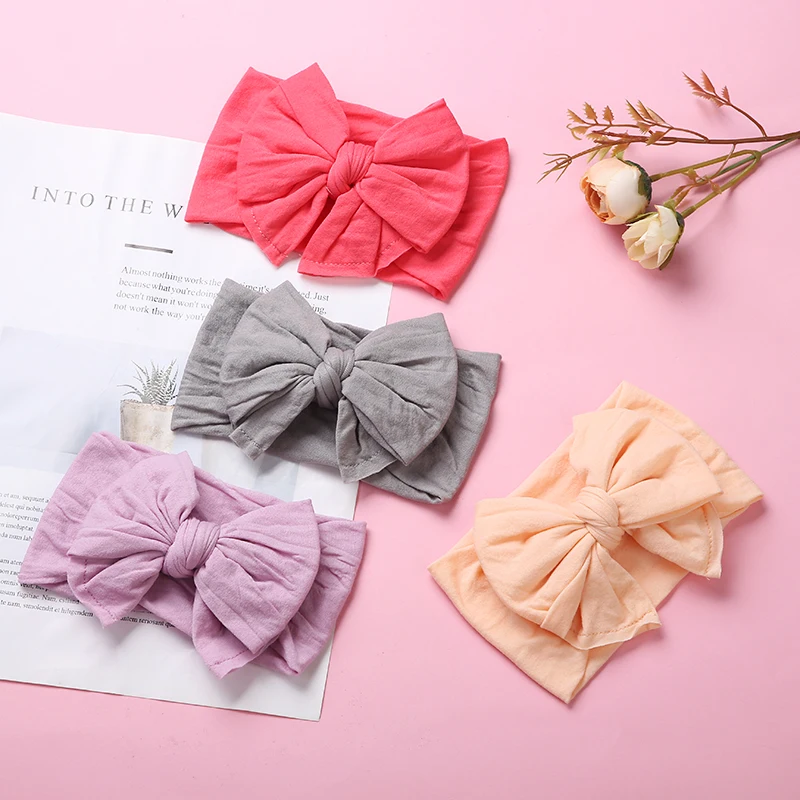 

30pcs Wholesale Baby Girls Bows Nylon Headbands Big Bows Width Knot Bows Nylon Turban Headwraps Girls Hair Accessories