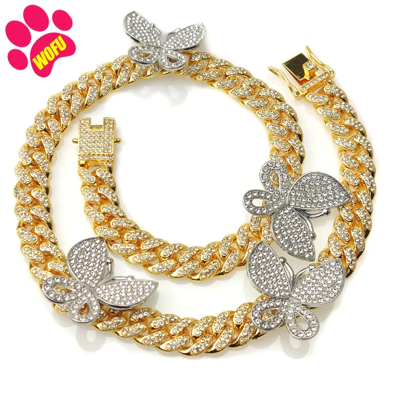 WOFUWOFU бабочки со стразами для собак с золотым воротником собака горловиной