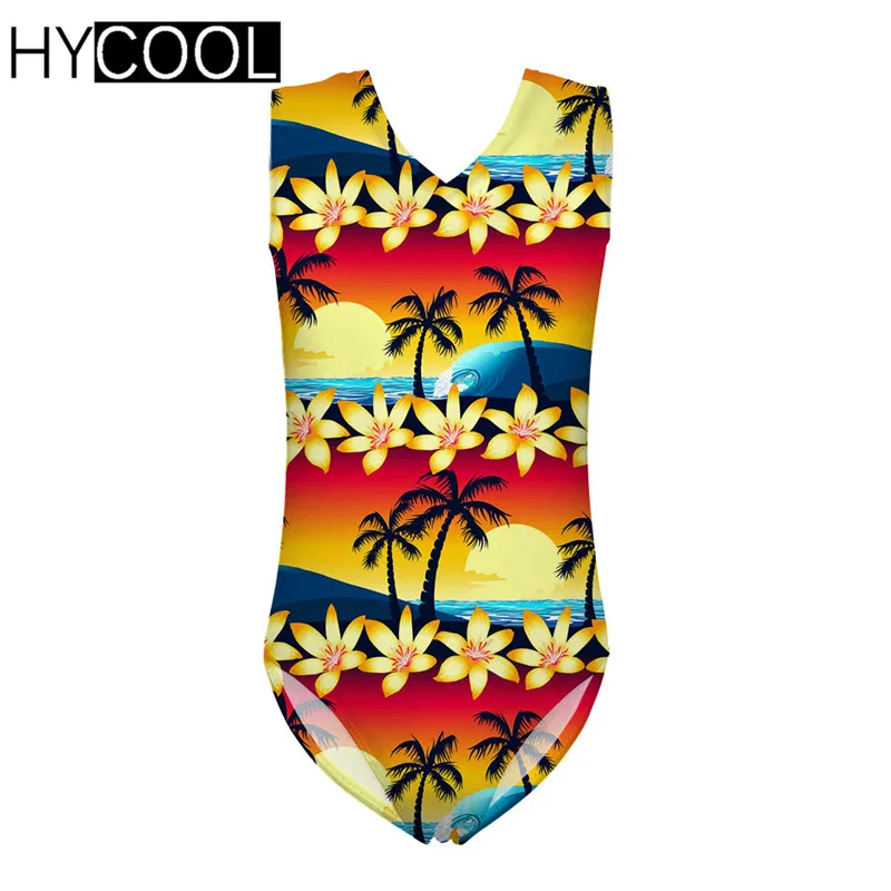 

HYCOOL 2020 Bathing Suit Girls' Swimsuit Tropical Palm Tree Printed Children's Swimwear Bodysuits One-pieces Kids Swimming
