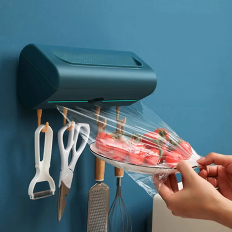 

Wall-Mount Paper Towel Holder Cling Film Cutting Holder Mutifunction Waterproof and Dustproof Kitchen Tool Hook Organizer