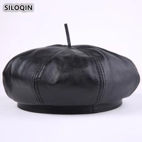 siloqin trend genuine leather hat woman winter keep warm first layer sheep skin berets fashion new lady brand bone hat casquette