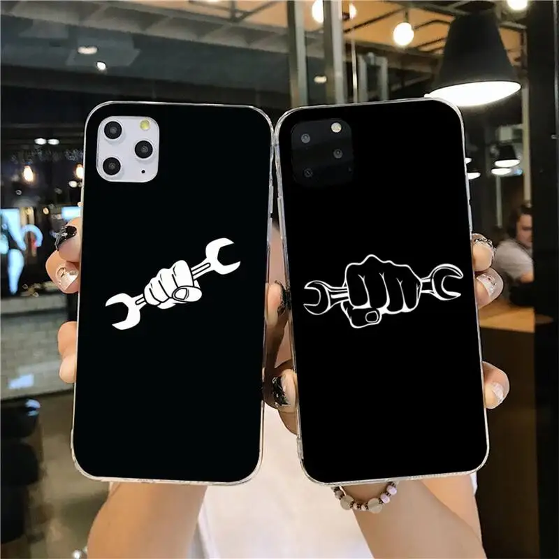 

CUTEWANAN Mechanic Holding A Wrench Motorcycle Phone Case Cover for iPhone 11 pro XS MAX 8 7 6 6S Plus X 5S SE 2020 XR cover