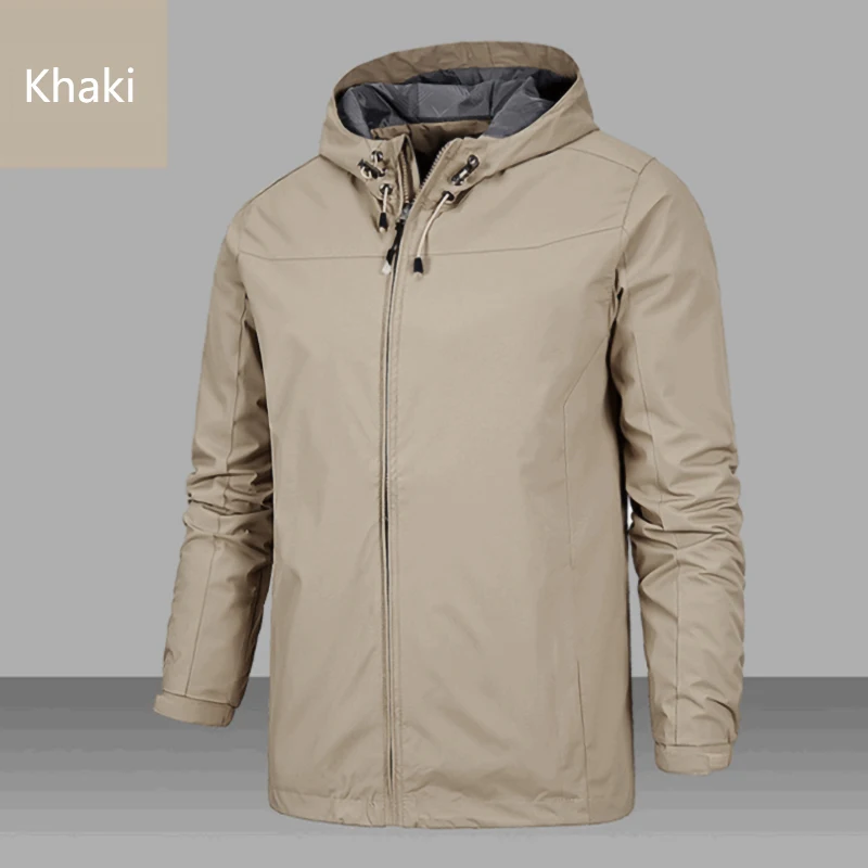 

2021 Solid Color Men's Jacket Fashion Winter Outdoor Lightweight Zipper Jacket Waterproof Jacket Hooded Jacket Fashion Jacket
