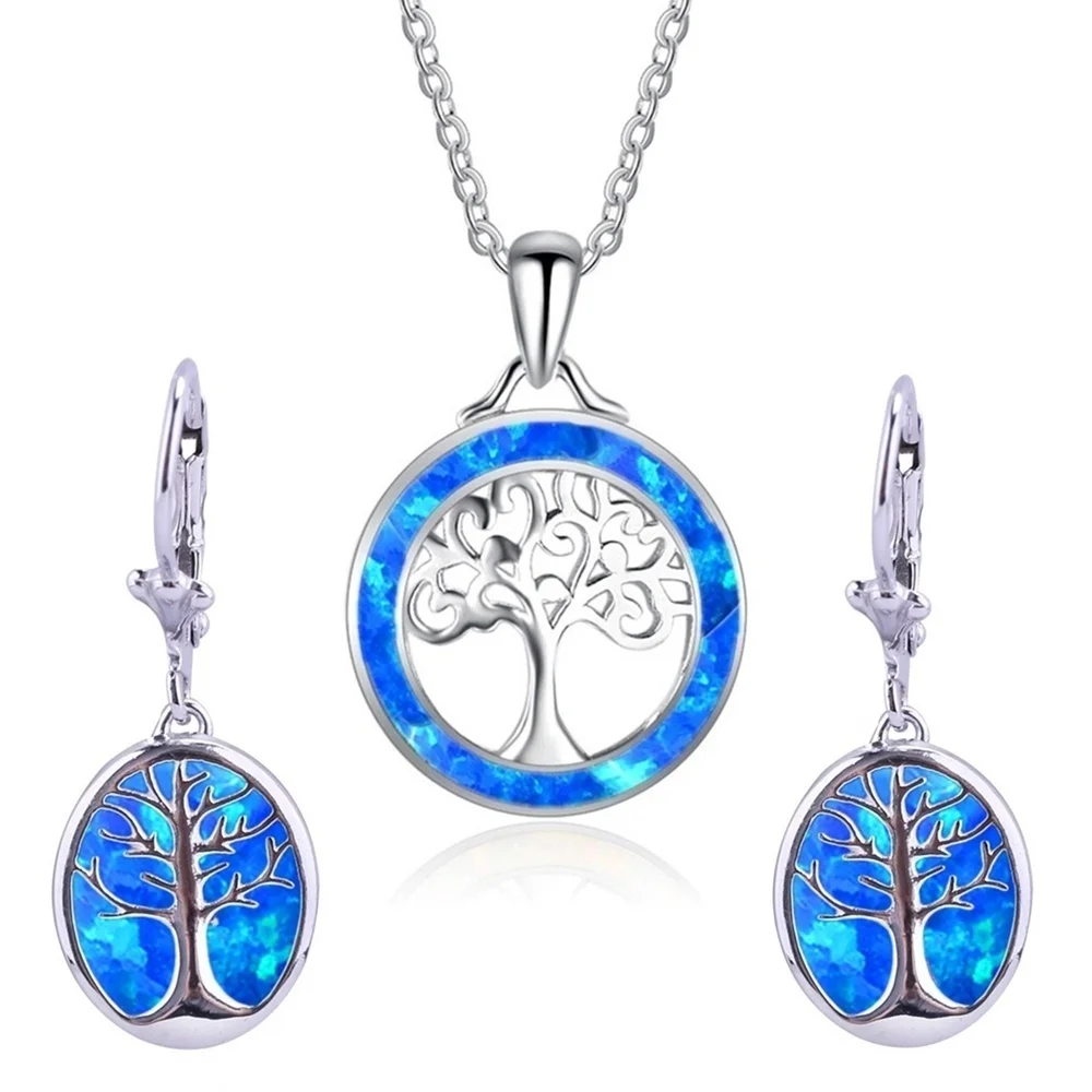 

Fashion Women Pendant Exquisite And Unique Tree Of Life Jewelry Set Earrings Wedding Anniversary Classic Party Gift