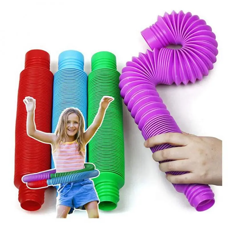 

5Pc Fidget Toys Anxiety Relieve Stress Plastic Pop Tube Coil Magical Circle Toy Adult Children Sensory Folding Autism Relief Toy