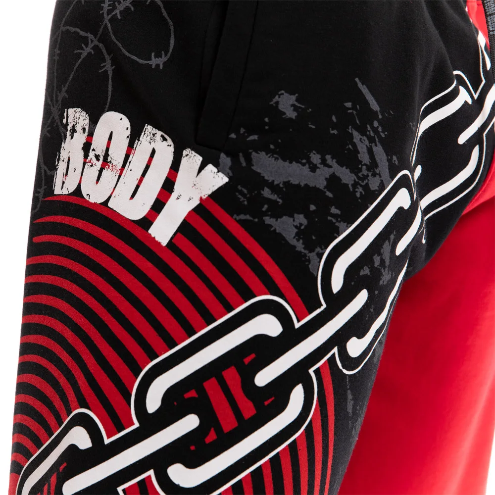 

JANSANELIN Muscle Brothers Fitness Pants Men's Stitching Personality Loose Printed Shorts Casual Sports Five-Point Pants Men