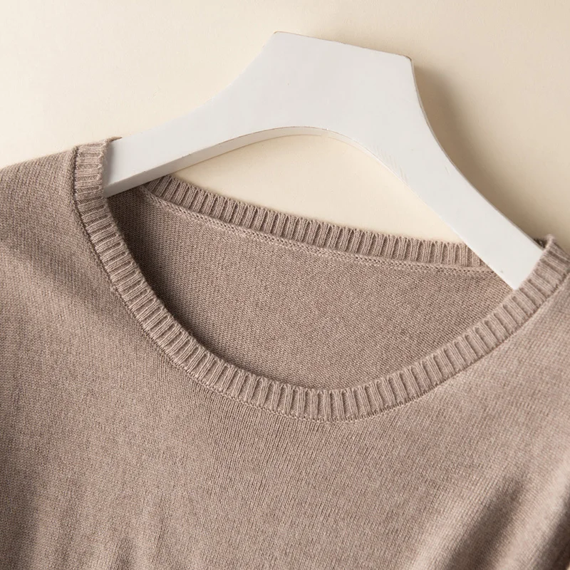 Женский кашемировый свитер оверсайз с круглым вырезом вязаный пуловер Harajuku