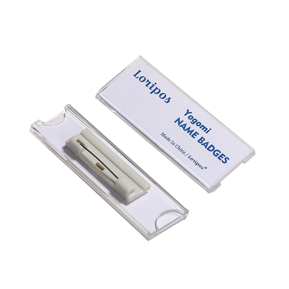 Pin-on Acrylic Holder For Id Card Identification Name Plate Id Card Tag Safety Pins Plastic Conference Name Badge Pin On Holder