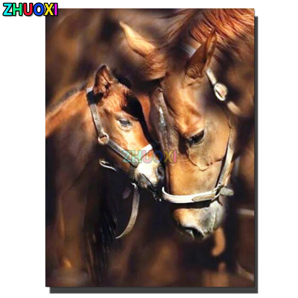 

DIY Diamond Painting Two Horse Animal Diamond Mosaic Full Drill Square round Embroidery Handmade Cross Stitch Kits Unique Gift