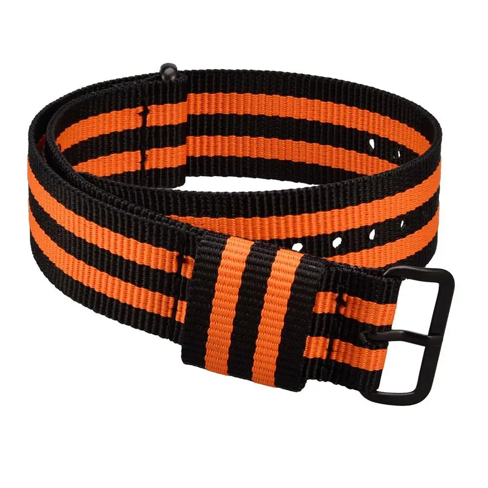 Orange-Black WOCCI NATO нейлоновый ремешок для часов, моющийся браслет в полоску для мужчин и женщин, 18 мм, 20 мм, 22 мм, 24 мм, прочные спортивные часы для замены мужских Т-полос - Цвет ремешка: Orange-Black