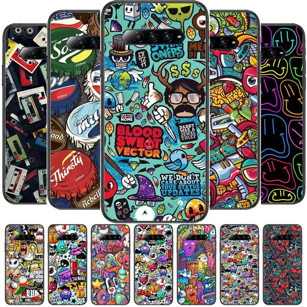 

Street art graffiti style Anime Phone Case For xiaomi redmi Black Shark 4 Pro 2 3 3s Cases Helo Black Cover Silicone Back Prett