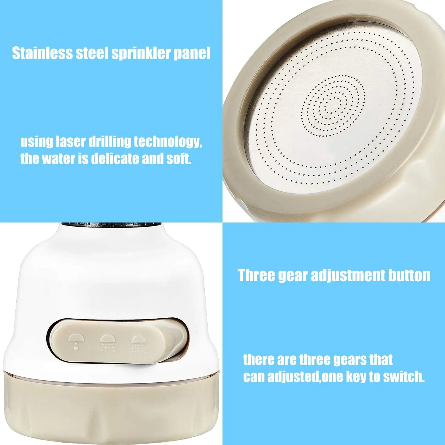 Кран для кухни с фильтром Bubbler, поворотный на 360 градусов, с 3 режимами и насадкой для экономии воды и душа, домашний аксессуар.