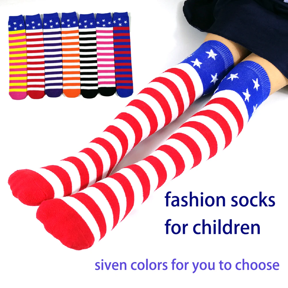 Носки до колена для девочек в стиле Харадзюку хлопковые спортивные носки полоску