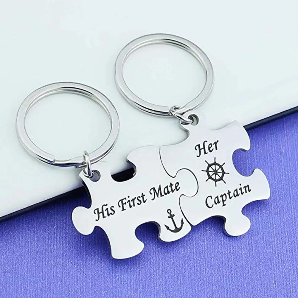 Yamily пара нержавеющие стальные брелки ее капитан его первый помощник головоломка