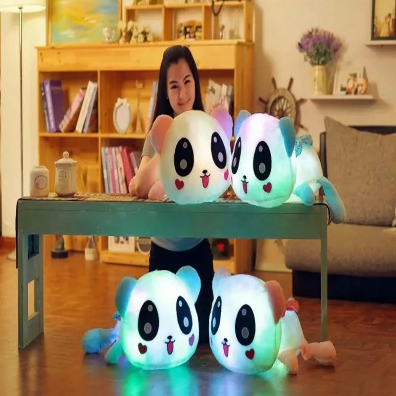 Милая панда мигающая яркая светодиодная Подушка светящаяся плюшевая кукла