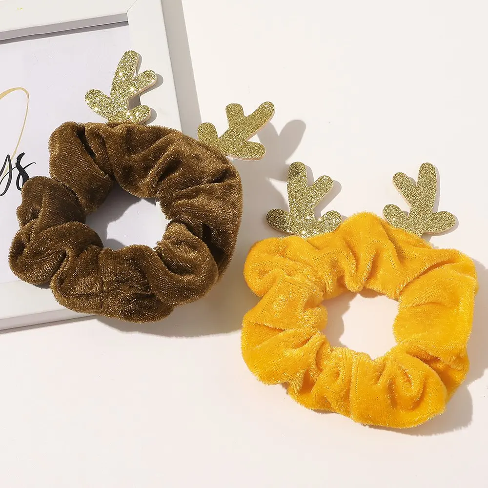 

Cute Christmas Elk Scrunchies Hair Rope Solid Color Velvet Elastic Headband for Women Girls Sweet Rubber Band Headwear
