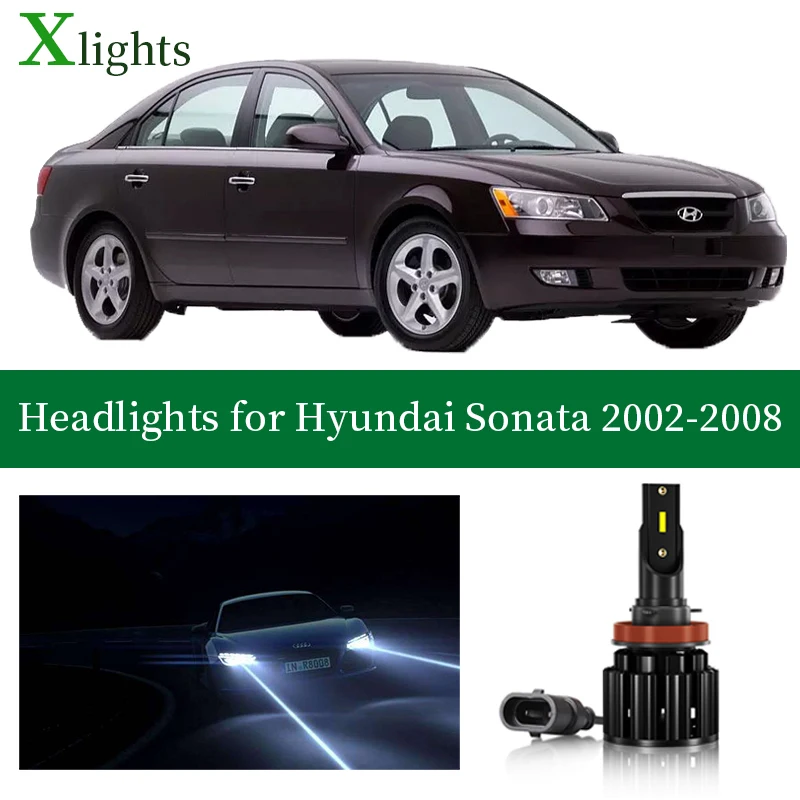 Xlights для Hyundai Sonata 2002 2003 2004 2005 2006 2007 2008 светодиодные фары ближнего света лампы фары Canbus без ошибок авто светодиодные аксессуары для света 12 В 24 В 6000 К