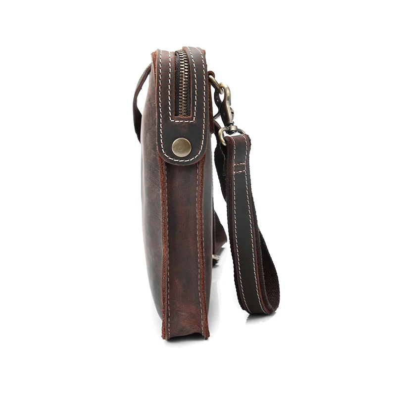 Unisex Genuine Leather Handbag Men Vintage Ipad Shoulder Bag Male Crazy Horse Leather Business Clutch Bag Men's Travel Bag