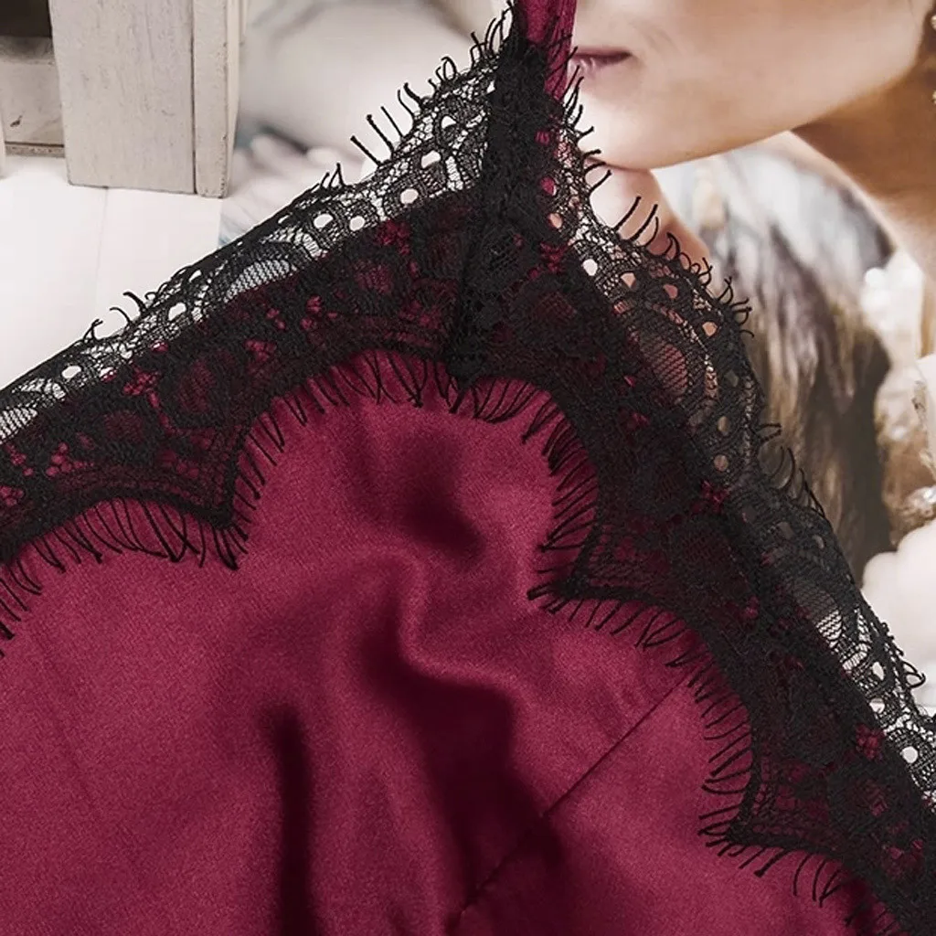 

Pajamas Women Satin Tops Pants Sexy Nightwear Pyjamas Female Sleepwear Sets Lace up Sleeveless Strapless Pijamas Lingerie