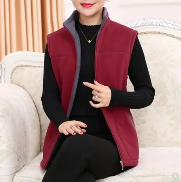 2020 Autumn Winter Vest Middle-Aged Women Plus Size Warm Fleece Womens Standing collar Vintage Coat Female 5XL LM89 | Женская одежда
