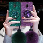 Модный Блестящий чехол со стразами и ремешком для Samsung Galaxy J2, J3, J5, J7 2016 Prime, J4, J6 Plus, J8 2018, Роскошный чехол из золотой фольги