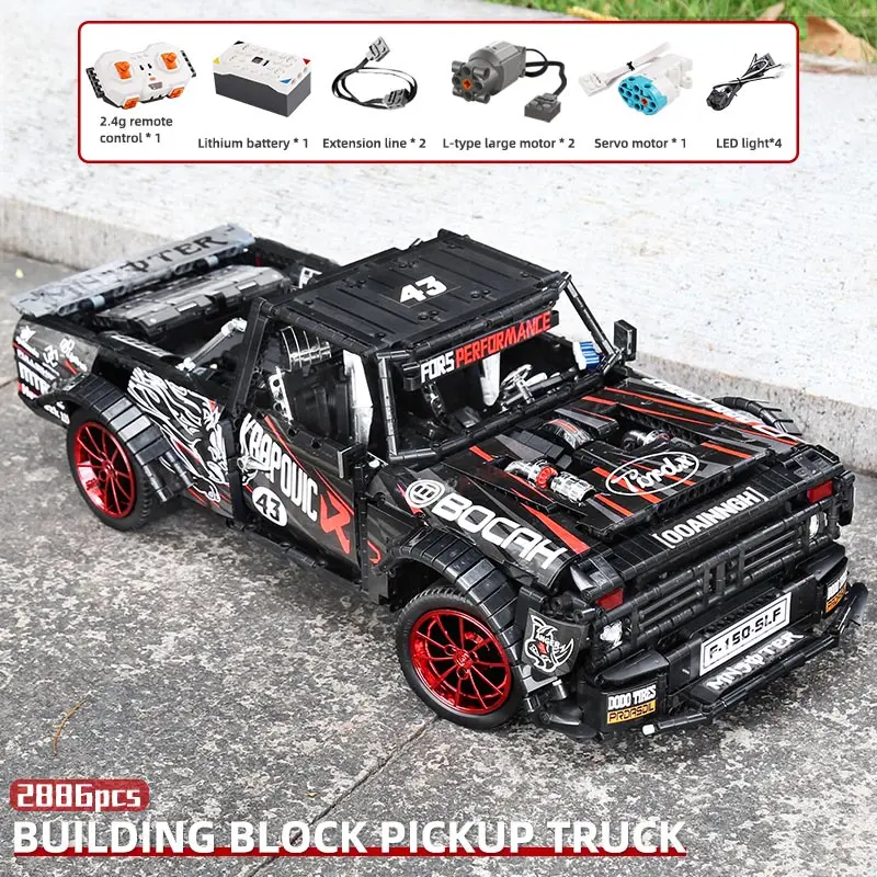 Описание модели автомобиля Форды Mustang F-150 Hoonitruck совместим с MOC-34316 конструкторных