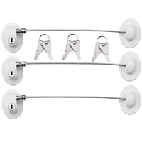 3 pieces refrigerator door lock strong adhesive freezer door lock file drawer lock child safety cupboard lock with keys white