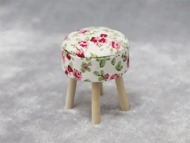 

Детская Подарочная игрушка M02-X044, мини-мебель для кукольного домика 1:12, миниатюрный круглый барный стул, Цветочный стул, 1 шт.