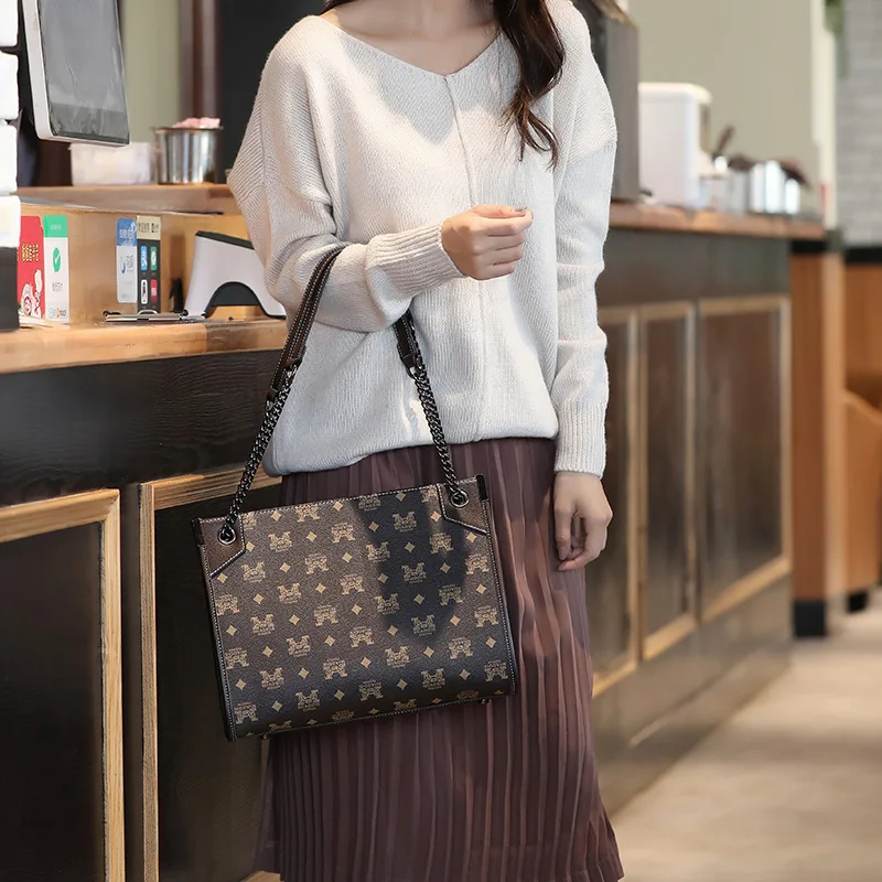 

100% Real Cowhide 2021 New Fashion All-match Large-capacity Tote Shoulder Bag Ladies Messenger Bag Purses and Handbags Sac Luxe