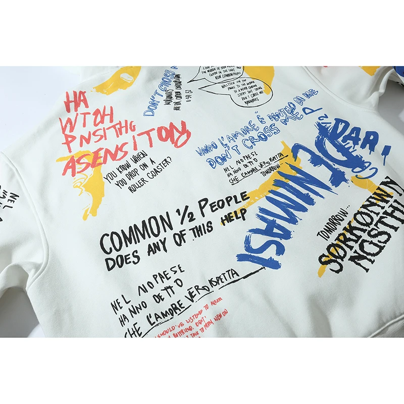 Хипстерские граффити мужские толстовки флисовые толстые белые с принтом мужской