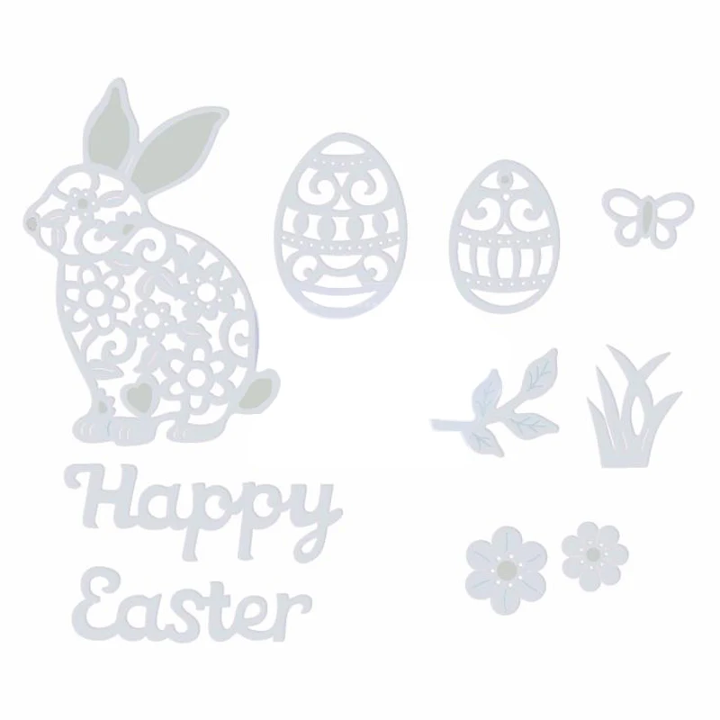 

2020 New Easter Eggs Bunny and English words Metal Cutting Dies For Cut Paper Craft Making Album Card Scrapbooking NO Stamps Set