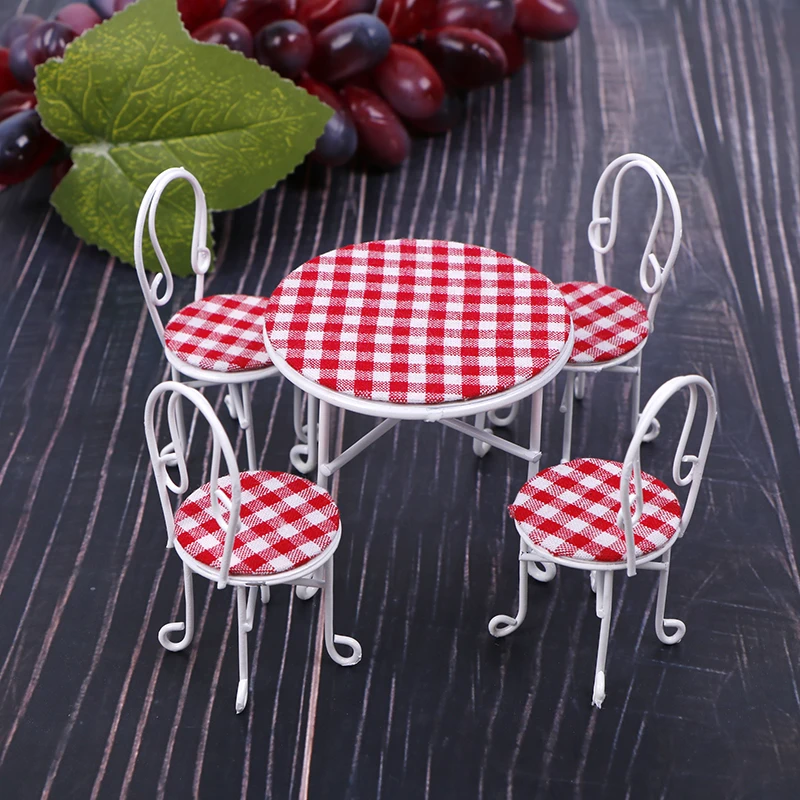

1:12 Dollhouse Miniature Iron Table Chair Set Simulation Furniture Decor Toy