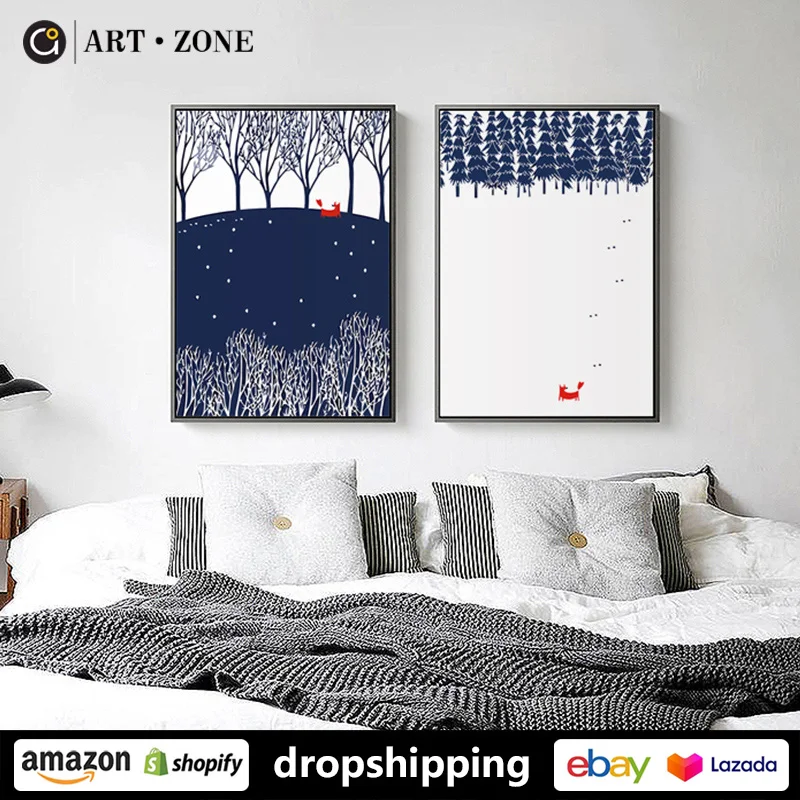 Мультяшные Детские плакаты Fox Forest искусство на стену для гостиной декор спальни