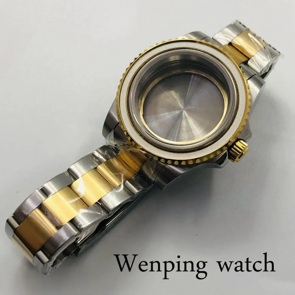 40 мм Золотой Мужской чехол сапфировое стекло корпус из нержавеющей стали 316L