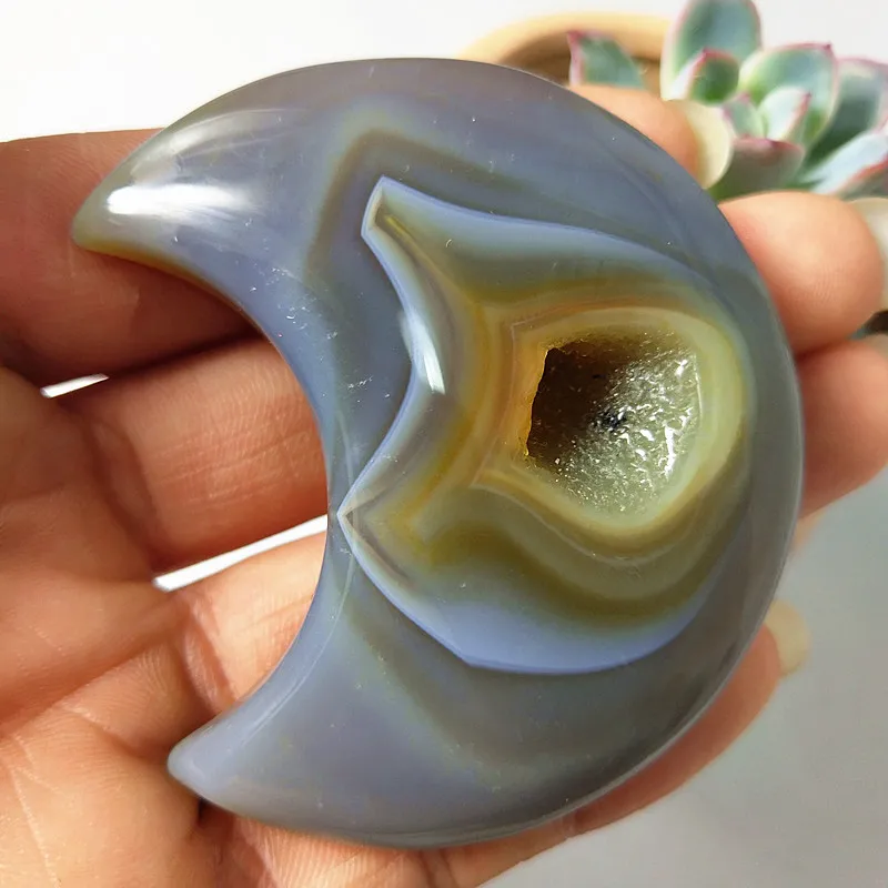 Натуральные камни и кристаллы кристальная Форма Луны агат Кристалл кластер