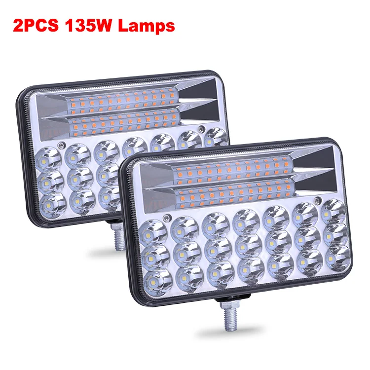 2Pcs 135W Lamps Nlpearl 6 дюймов 135 Вт светодиодный световой бар/рабочий свет H4 вилка со светодиодами фара Hi/lo луч для Chevy/Jeep вездеходный трактор грузовик 4x4 SUV ATV - Цвет: 2Pcs 135W Lamps