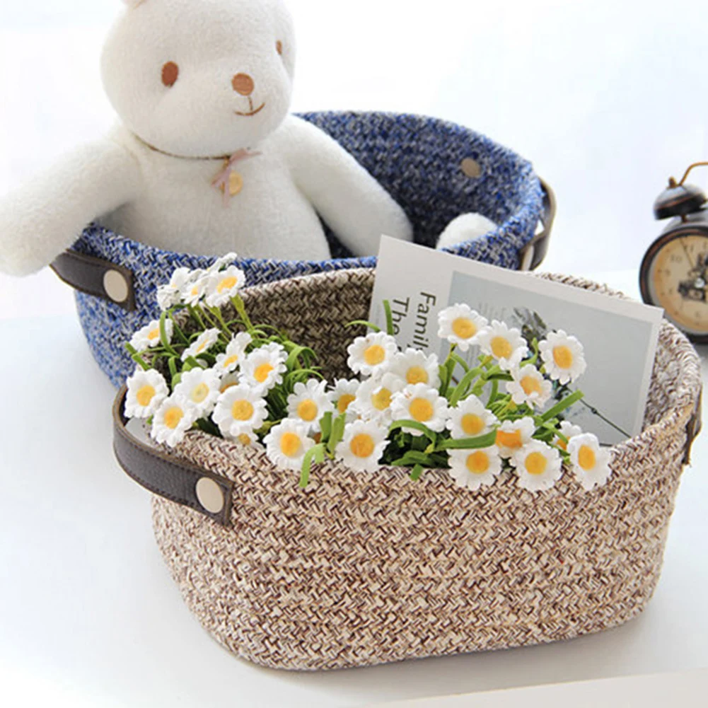 2019 cotton rope 26cm High quality Hand Woven Cosmetic Stationery Storage Basket modern Box Desktop Sundries Organizer good gift | Дом и сад