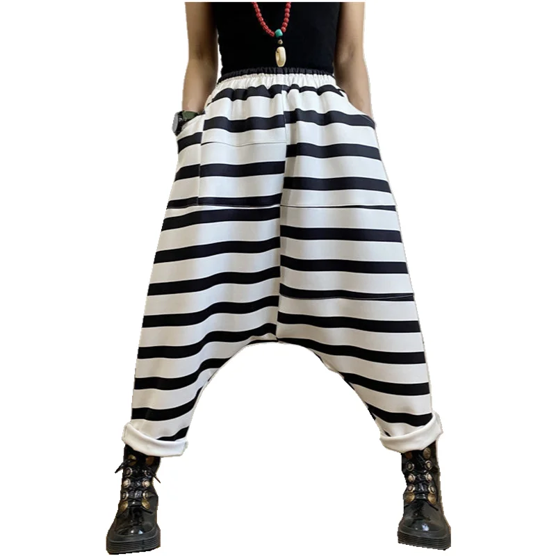 

striped casual trousers harem pants hanging crotch pants plus size 4xl casual pants beach pants women's pants sports pants