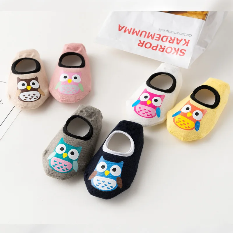 Тонкие Детские носки на весну и лето хлопковые носки-лодочки с мультяшным