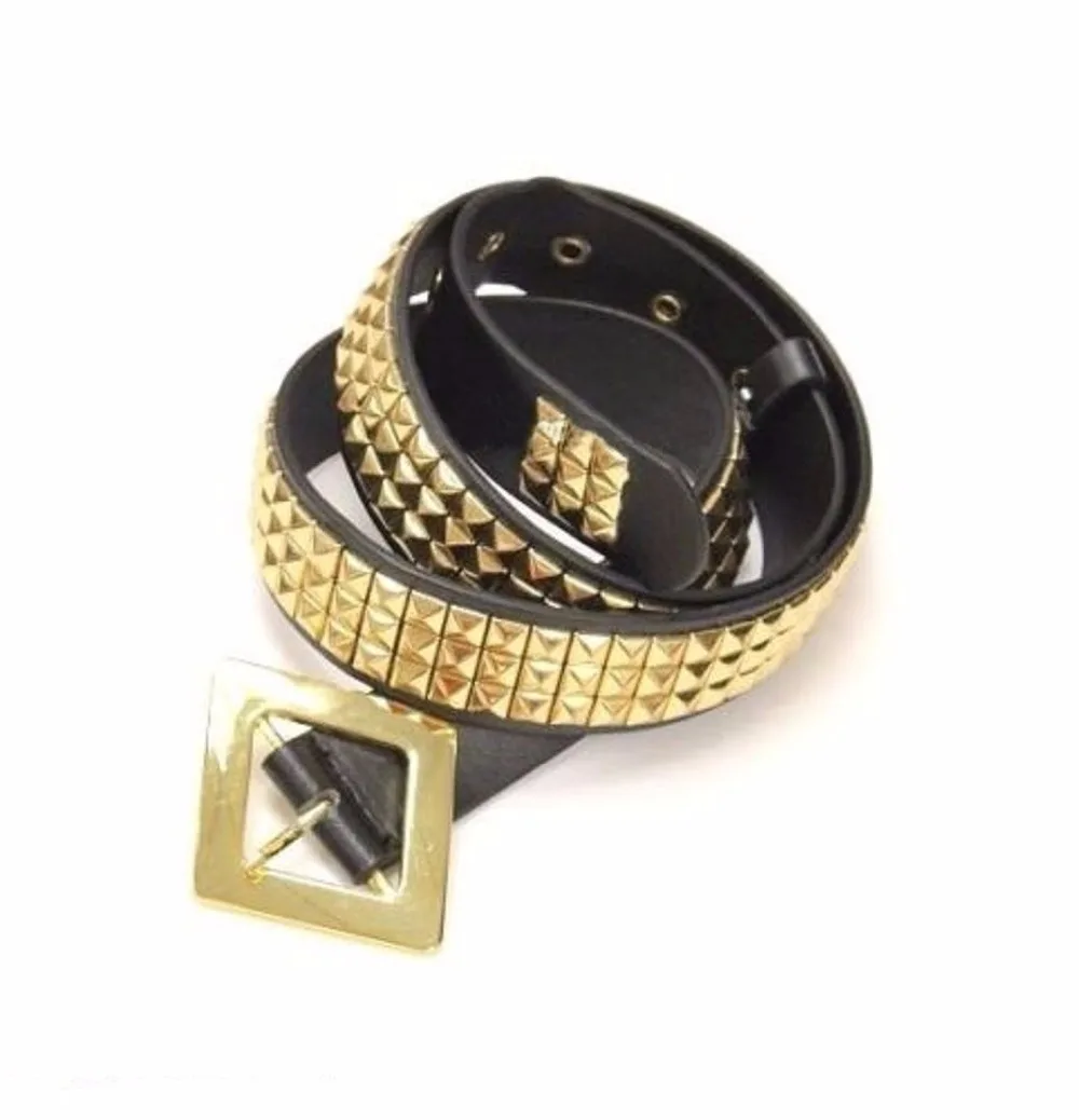 Пояс Харли Квинн Отряд Самоубийц металлический 3-рядный золотые шпильки Пирамида