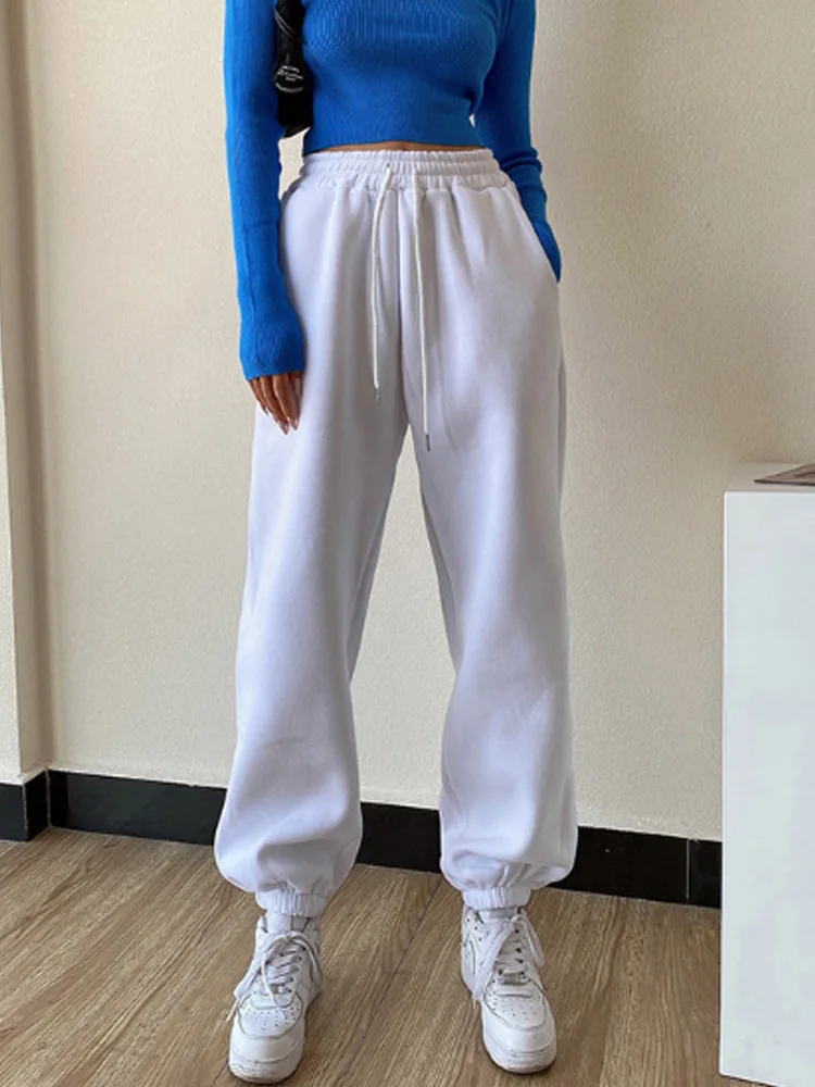 

Брюки-султанки женские из мягкого хлопка, свободные повседневные спортивные штаны с завышенной талией, в стиле пэчворк, черно-белые, на осен...