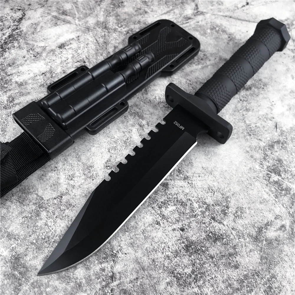 Квартермастер, нож для выживания 58HRC, охотничий нож для активного отдыха, тренировочный армейский тактический боевой прямой нож из АБС-пластика с ножнами