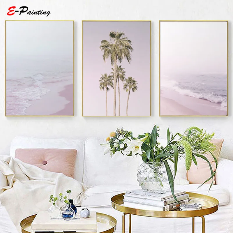 Настенная картина Современная живопись на холсте Pastel розовые пляжные принты