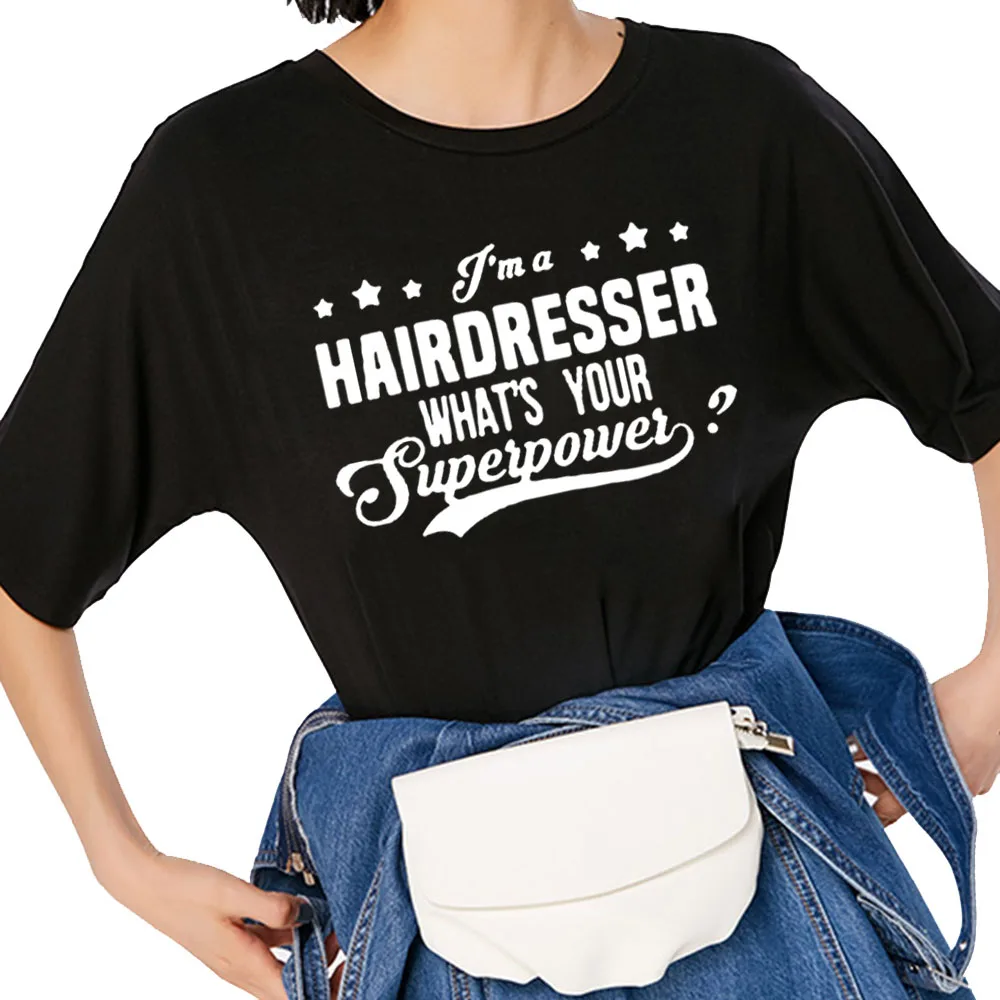 Футболка женская Парикмахерская с надписью I'm A хлопковая одежда коротким