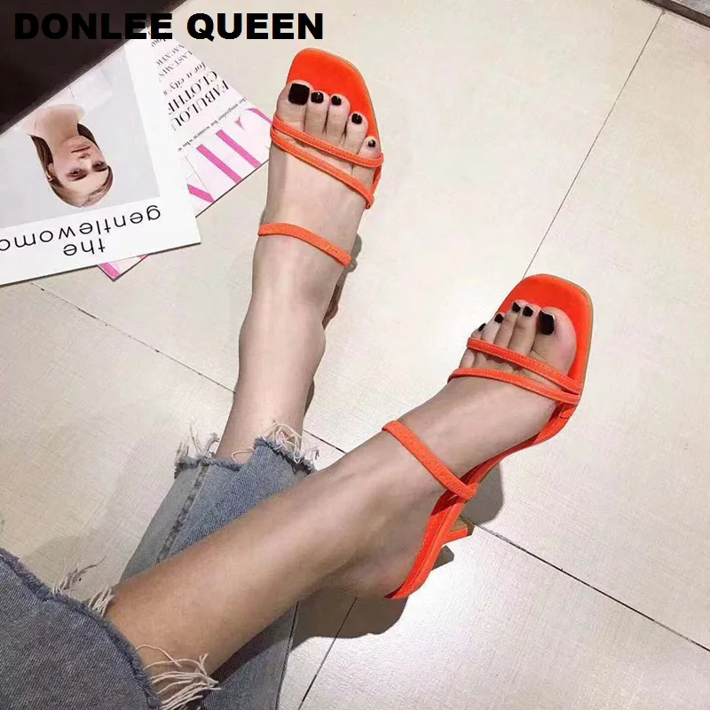 Модные босоножки с ремешком на пятке Женские пикантные высоком тонком каблуке