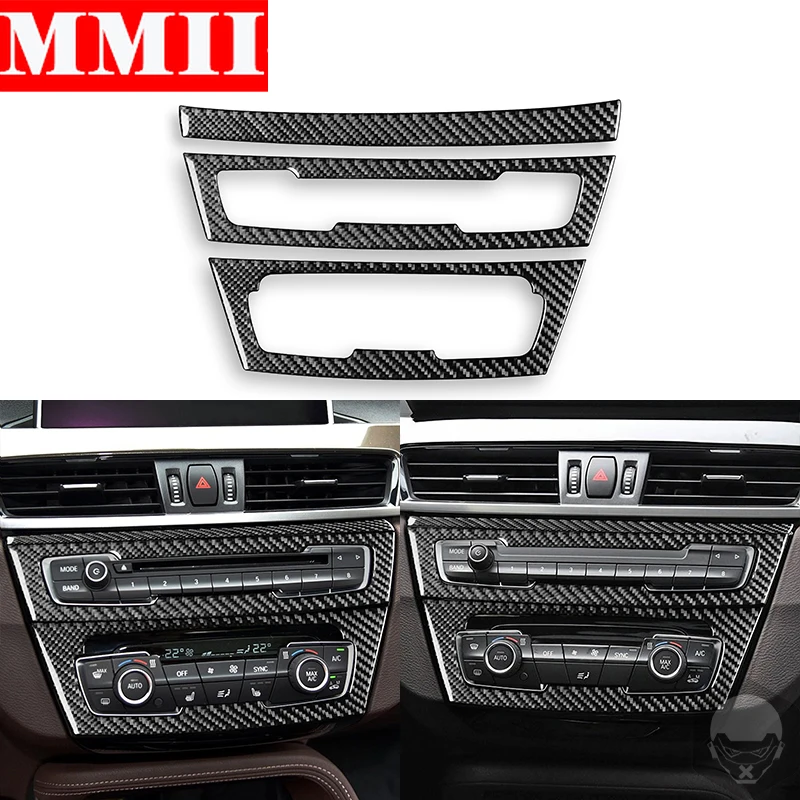 

For BMW X1 F48 X2 F39 2016 2017 2018 2019 2020 2021 Car Air Conditioner Radio Panel Frame Strip Kit Carbon Fiber Trim Sticker