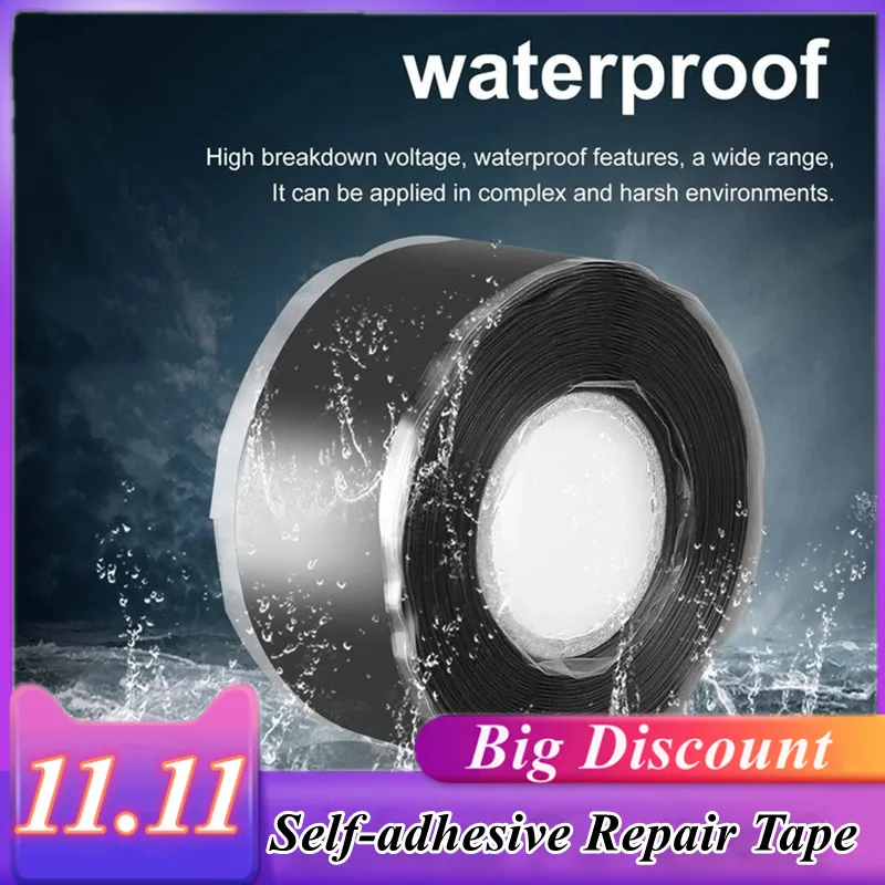 

2.5CM*1.5M 6 color repair tape insulation silicone water self-fuse hose leaking seal strong repair reusable Self-adhesive tape