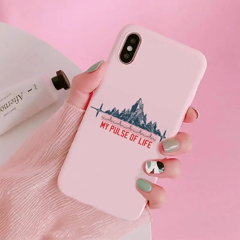 

Fashion luxury mountain design Phone Case Candy Color Pink for iPhone 11 pro XS MAX 8 7 6 6S Plus X 5S SE 2020 XR