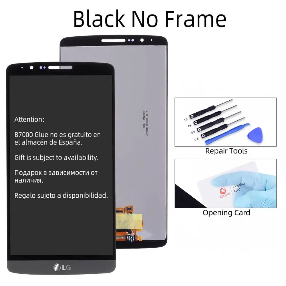 Дисплей для LG G3 LCD D850 D851 D855 в сборе с тачскрином на рамке черный белый золотой - Цвет: No Frame Black