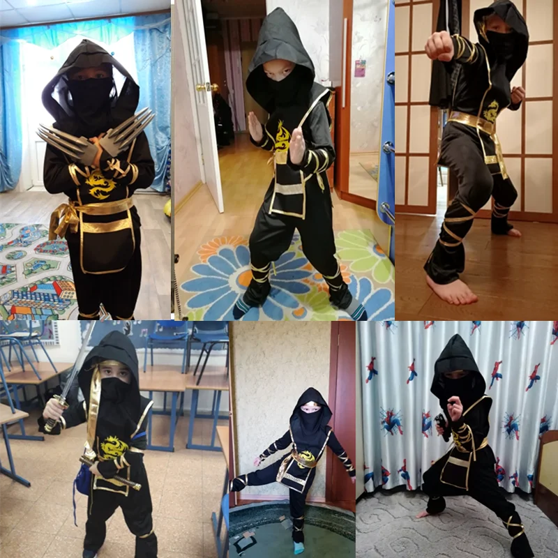 Дети ниндзя Дракон Хэллоуин Косплэй костюм для мальчиков и девочек день рождения